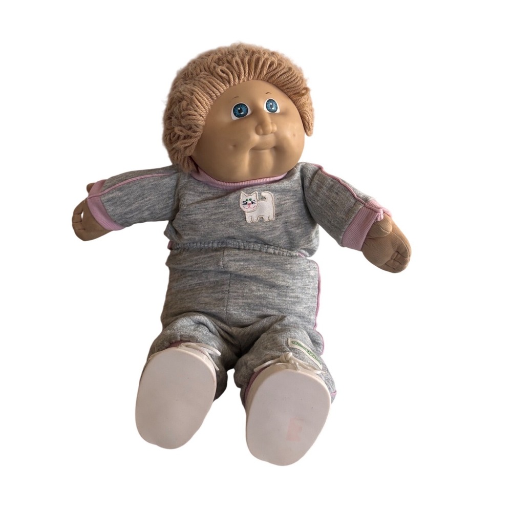 1978 1982 Cabbage Patch Kid Doll Original Patchwork Outfit Blue Eyes Blonde Hair